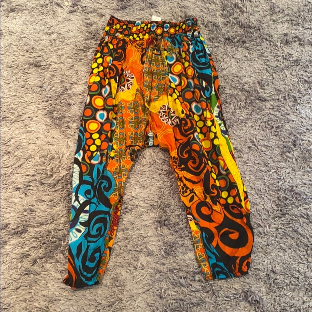 Rainbow psychedelic parachute pants